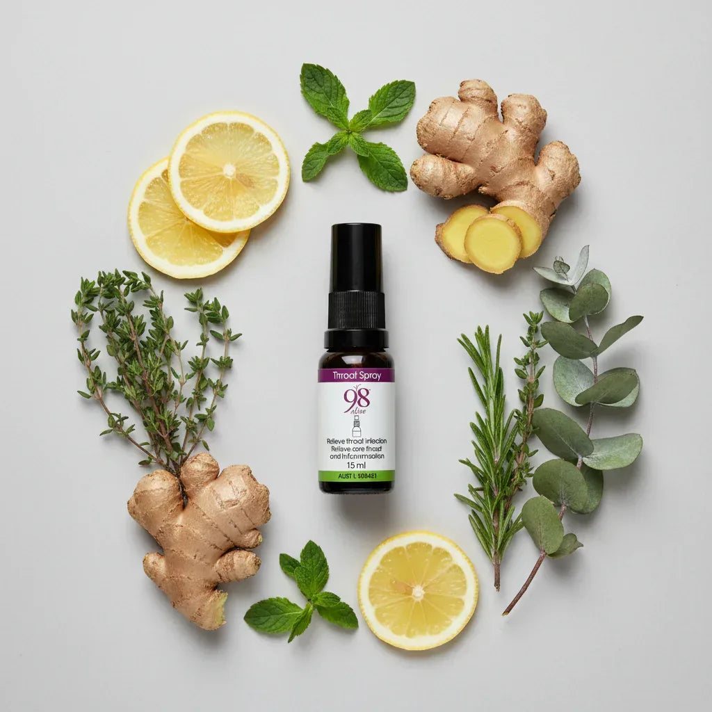98 Alive Throat Spray - Flat Lay