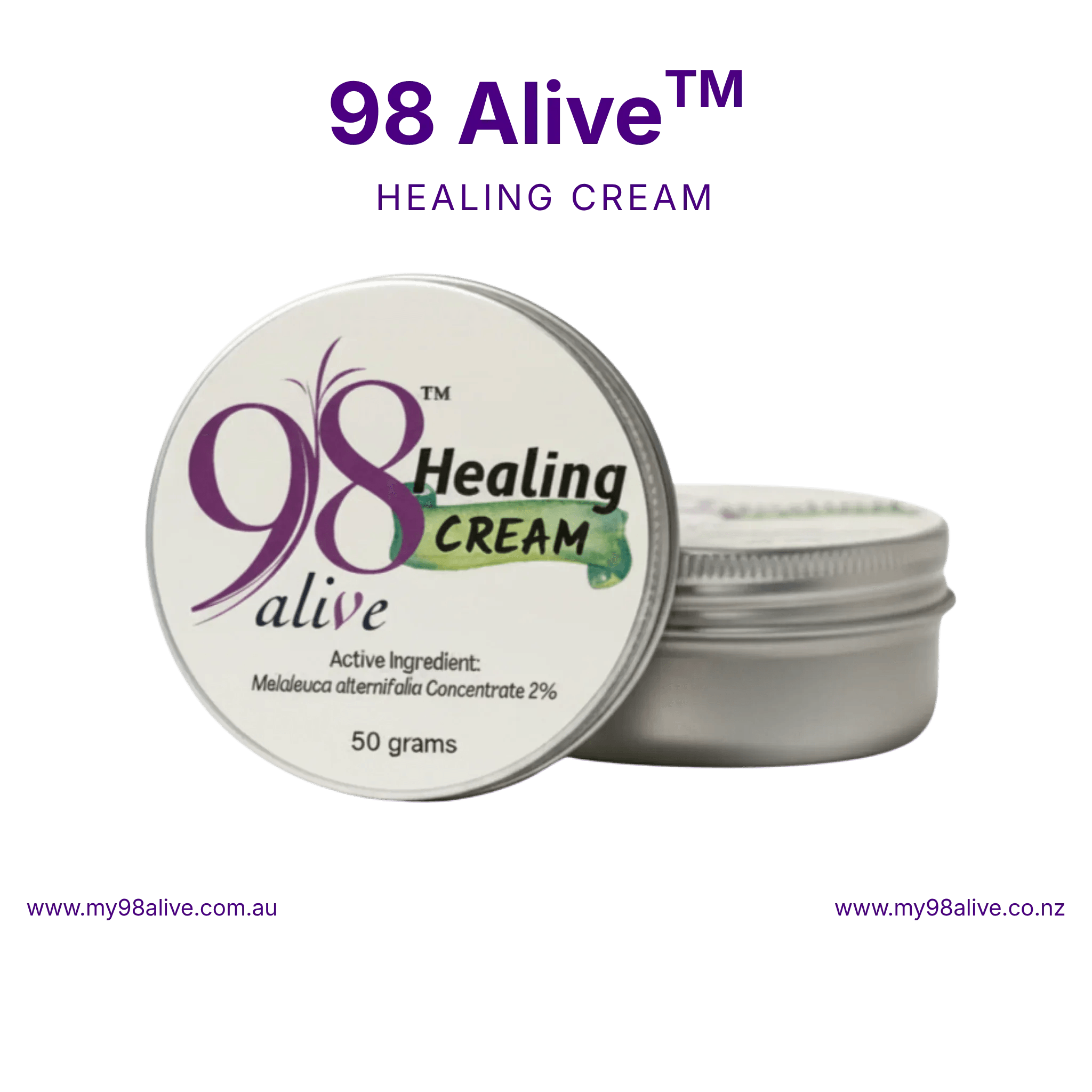 98 Alive Healing Cream container on a solid background