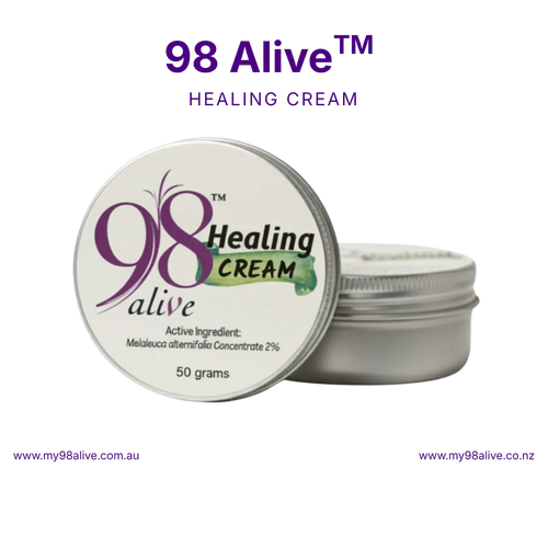 98 Alive Healing Cream container on a solid background